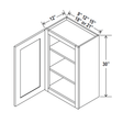 30 inch Wall Cabinet - 09W x 30H x 12D - Blue Shaker Cabinet - BUILDMYPLACE