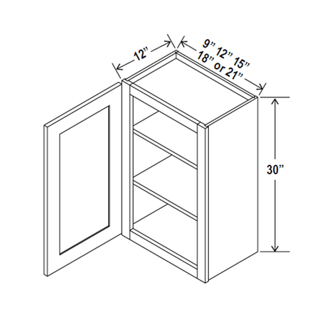 30 inch Wall Cabinet - 12W x 30H x 12D - Aria Shaker Espresso - BUILDMYPLACE