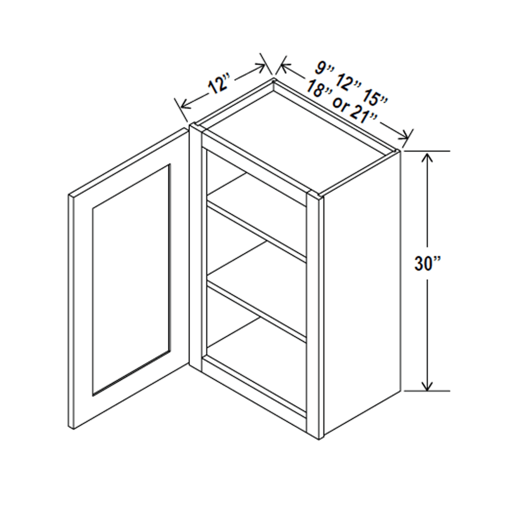 30 inch Wall Cabinet - 12W x 30H x 12D - Aria Shaker Espresso - RTA