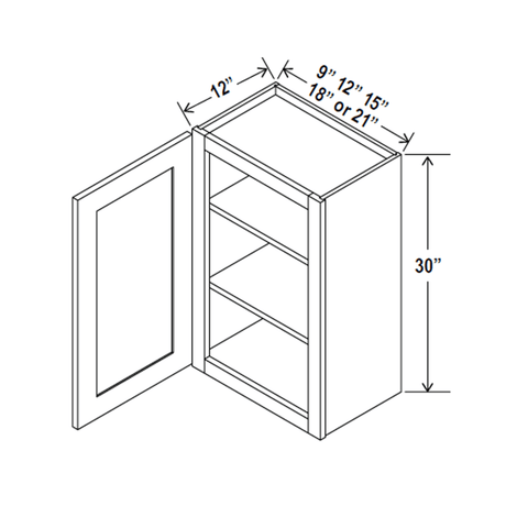 30 inch Wall Cabinet - 15W x 30H x 12D - Aria Shaker Espresso - BUILDMYPLACE