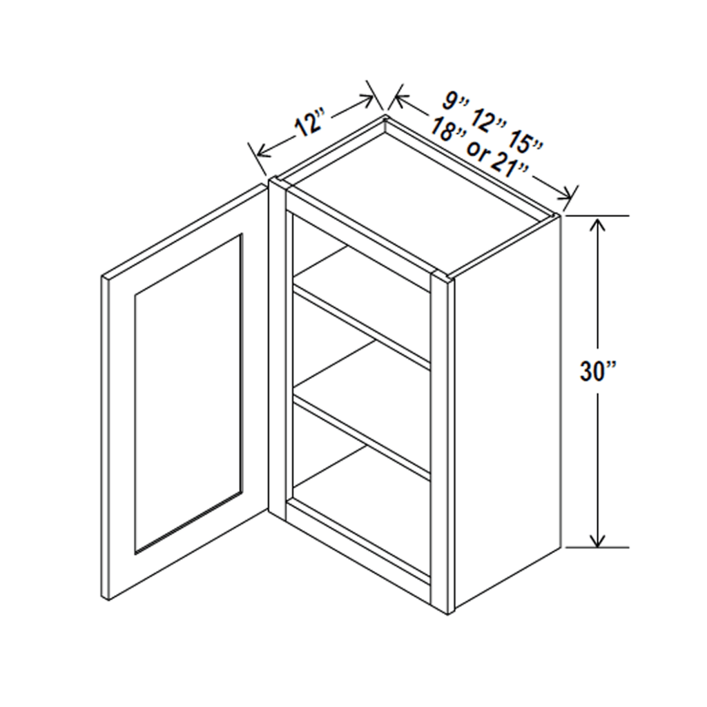 30 inch Wall Cabinet - 15W x 30H x 12D - Aria Shaker Espresso