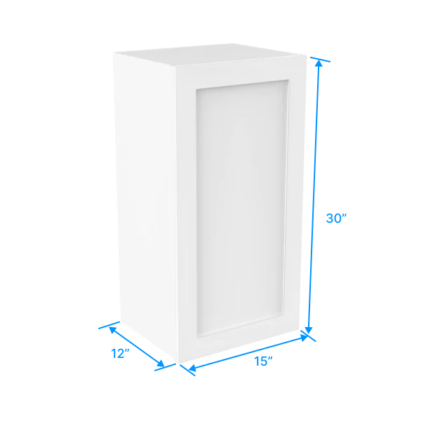 30 inch Wall Cabinet - 15W x 30H x 12D - Aria White Shaker - BUILDMYPLACE