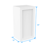 30 inch Wall Cabinet - 15W x 30H x 12D - Aria White Shaker - BUILDMYPLACE