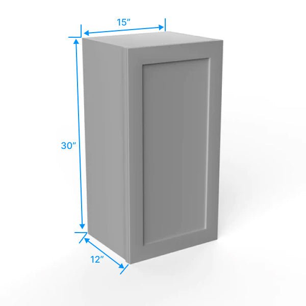 30 inch Wall Cabinet - 15W x 30H x 12D - Grey Shaker Cabinet - BUILDMYPLACE