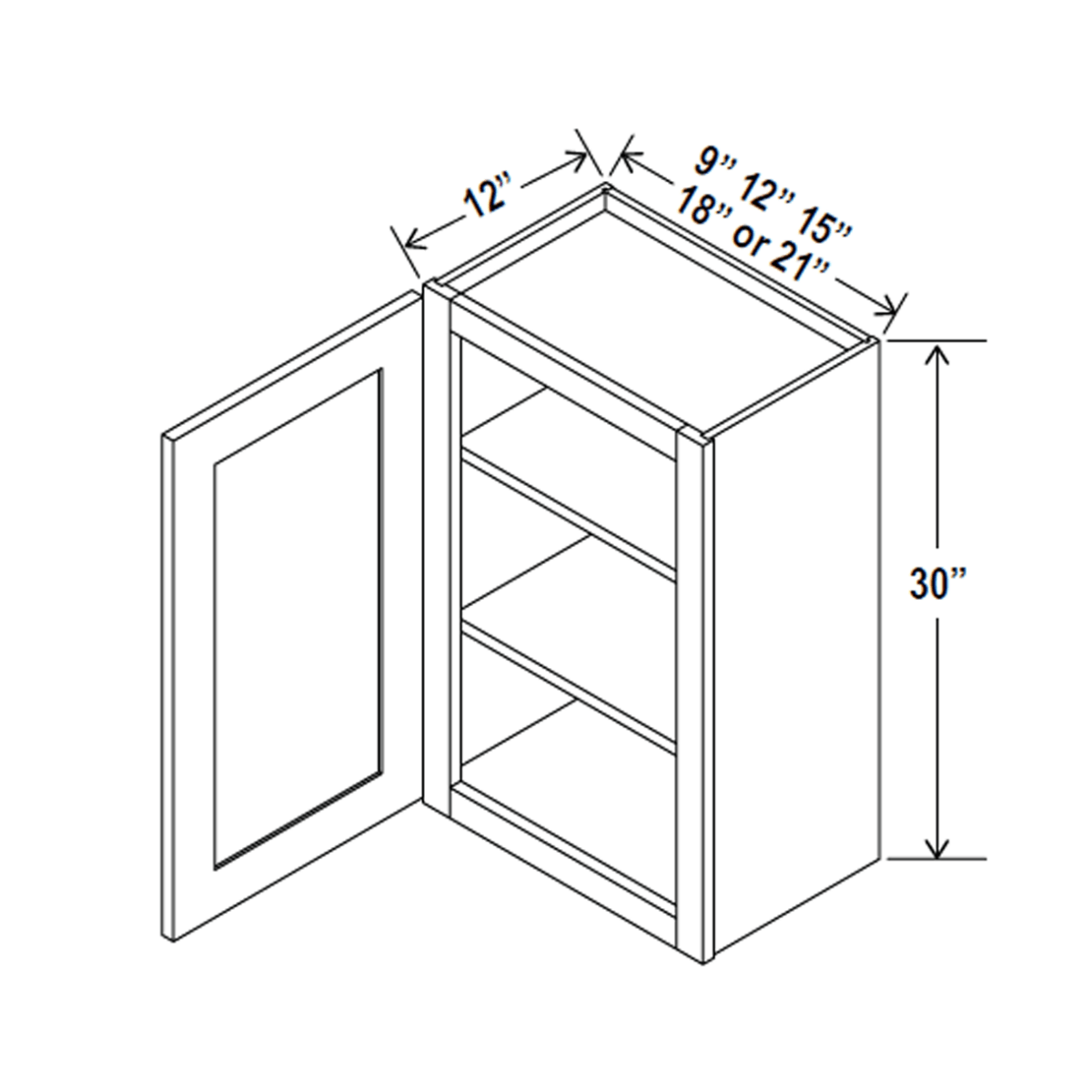 30 inch Wall Cabinet - 18W x 30H x 12D - Aria Shaker Espresso - BUILDMYPLACE