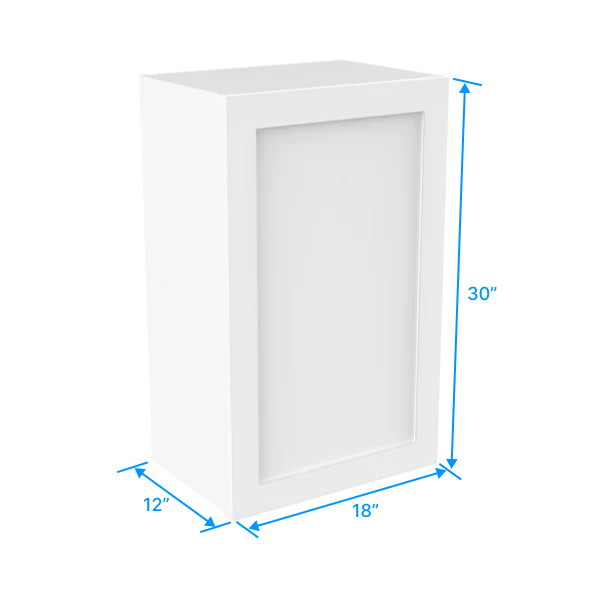 30 inch Wall Cabinet - 18W x 30H x 12D - Aria White Shaker - BUILDMYPLACE