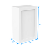 30 inch Wall Cabinet - 18W x 30H x 12D - Aria White Shaker - BUILDMYPLACE