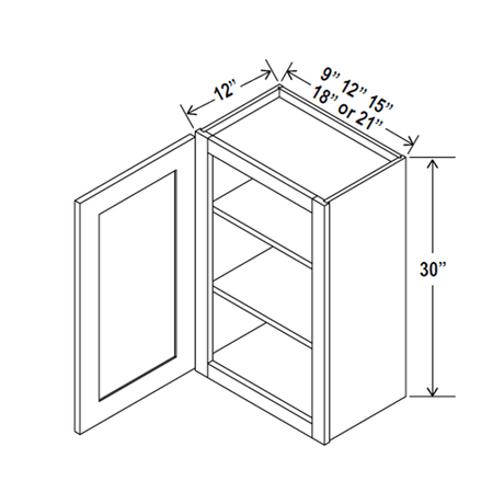 30 inch Wall Cabinet - 18W x 30H x 12D - Charleston Saddle - RTA - BUILDMYPLACE