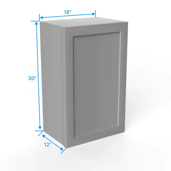 30 inch Wall Cabinet - 18W x 30H x 12D - Grey Shaker Cabinet - BUILDMYPLACE