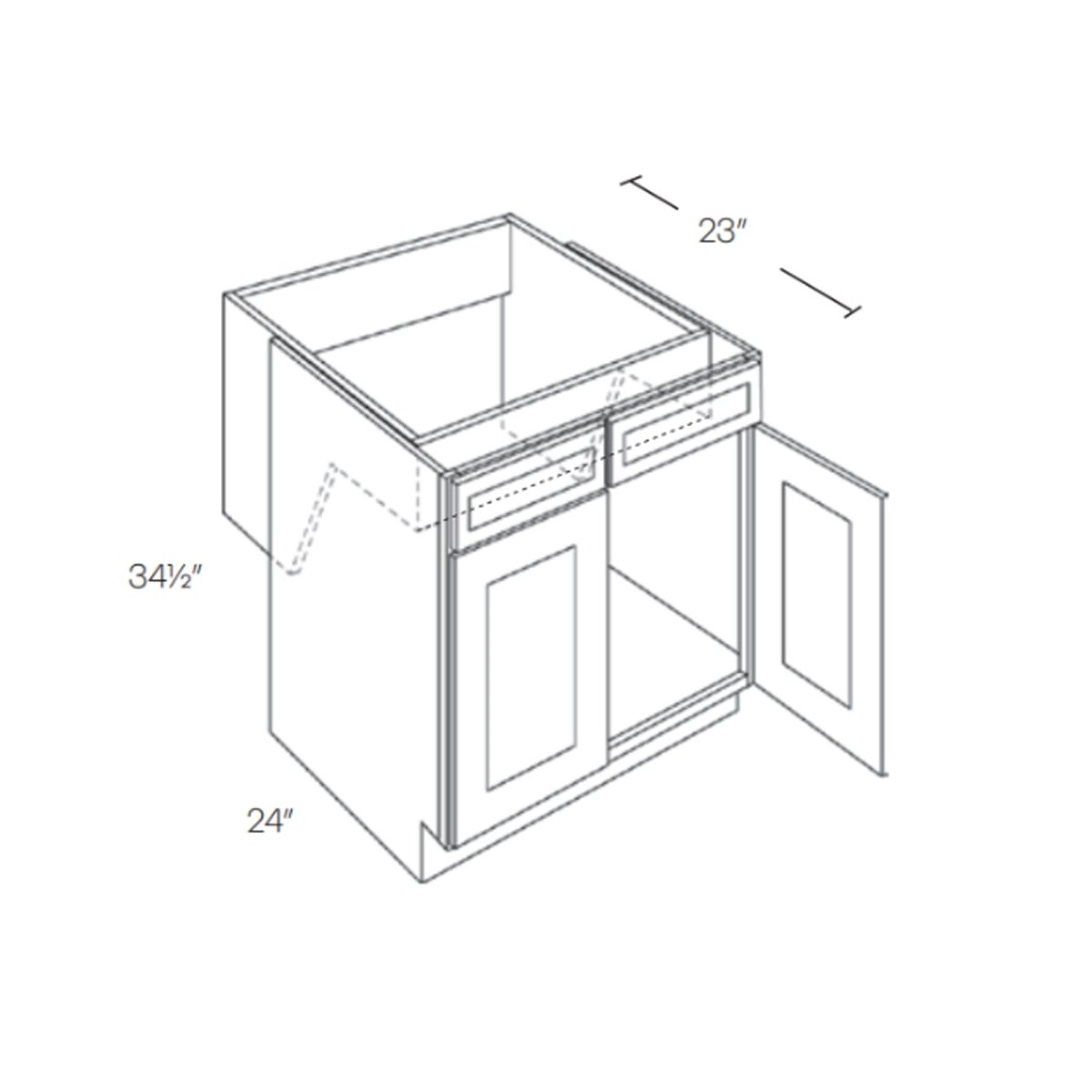 30 Inch Width - White Shaker - Handicap Removeable Sink Base Cabinet (Custom - Made) - Assembled - BUILDMYPLACE