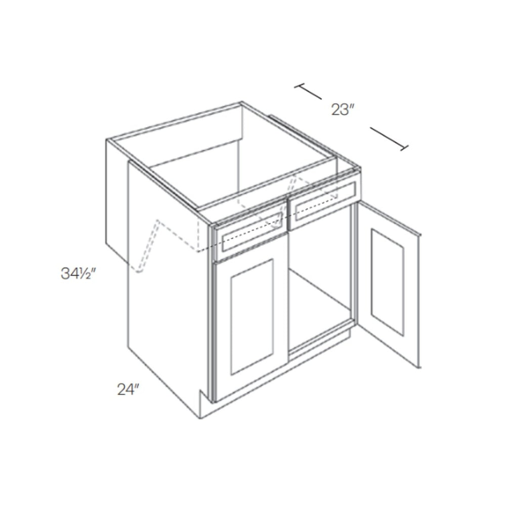 30 Inch Width - White Shaker - Handicap Removeable Sink Base Cabinet (Custom-Made) - Assembled