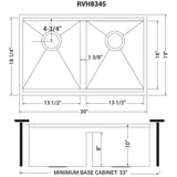 30 - inch Workstation Ledge 50/50 Double Bowl Undermount 16 Gauge Stainless Steel Kitchen Sink - BUILDMYPLACE