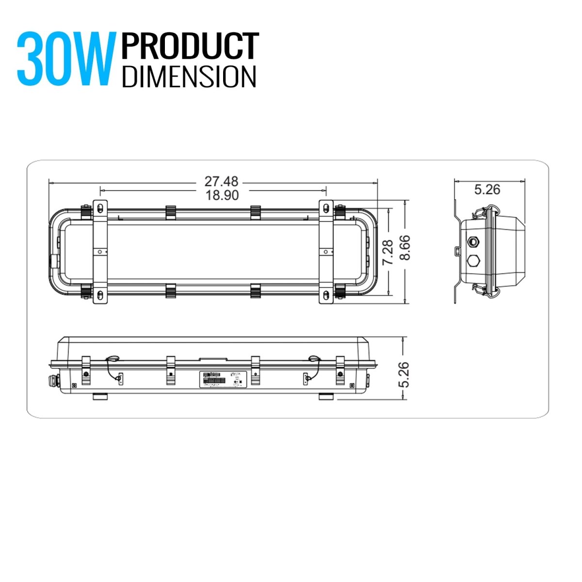 30 Watt 2FT LED Explosion Proof Vapor Proof Light, R Series, Dimmable, 5000K, 4200LM, AC100 - 277V, IP66, Hazardous Location Lighting Fixtures - BUILDMYPLACE