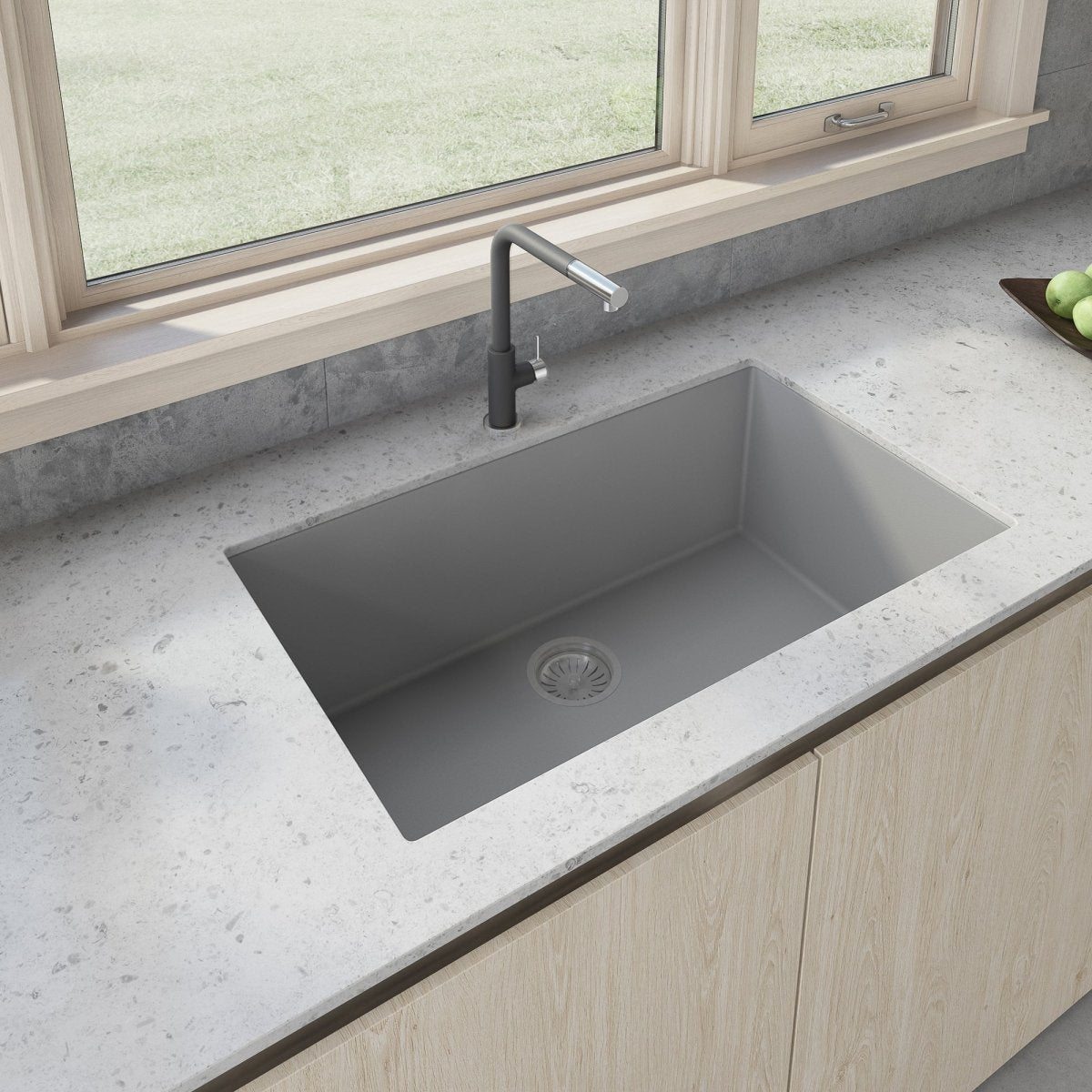 30 x 18 inch Granite Composite Undermount Single Bowl Kitchen Sink - BUILDMYPLACE