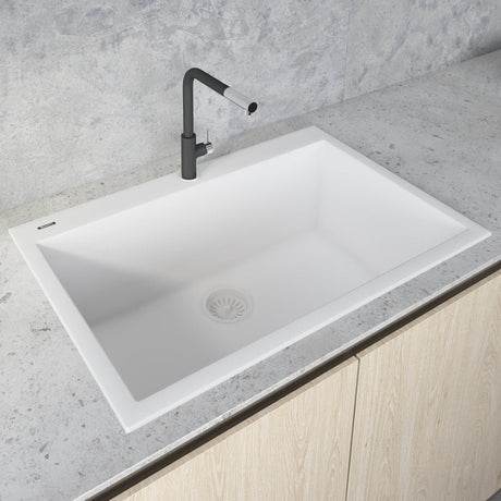 30 x 20 inch Drop - in Topmount Granite Composite Single Bowl Kitchen Sink - BUILDMYPLACE