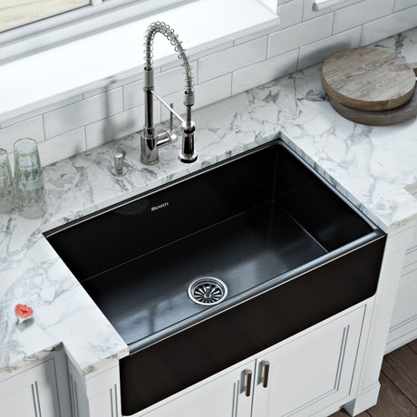 30 x 20 inch Fireclay Reversible Farmhouse Apron - Front Kitchen Sink Single Bowl - BUILDMYPLACE