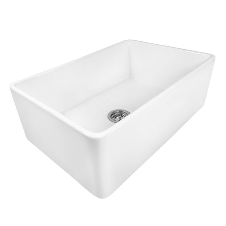 30 x 20 inch Fireclay Reversible Farmhouse Apron - Front Kitchen Sink Single Bowl - BUILDMYPLACE