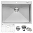 30 x 22 inch Drop - in Tight Radius Topmount 16 Gauge Stainless Steel Kitchen Sink Single Bowl - BUILDMYPLACE