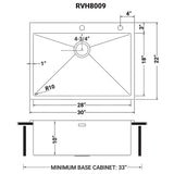 30 x 22 inch Drop - in Tight Radius Topmount 16 Gauge Stainless Steel Kitchen Sink Single Bowl - BUILDMYPLACE