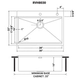 30 x 22 inch Workstation Drop - in Tight Radius Topmount 16 Gauge Ledge Stainless Steel Kitchen Sink Single Bowl - BUILDMYPLACE