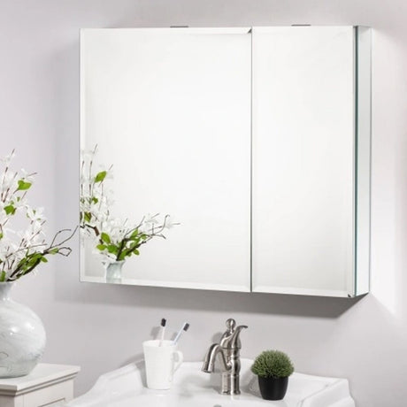 30 x 26 Inches Frameless Medicine Cabinet with Mirror, Double Sided Mirror, 2 Doors 3 - Adjustable Shelves, Large&Small Door Design, Soft - Closing, Surface Mount or Recessed Medicine Cabinets for Bathroom, Bedroom, Hotel - BUILDMYPLACE