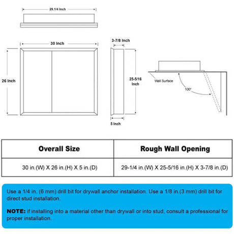 30 x 26 Inches Frameless Medicine Cabinet with Mirror, Double Sided Mirror, 2 Doors 3 - Adjustable Shelves, Large&Small Door Design, Soft - Closing, Surface Mount or Recessed Medicine Cabinets for Bathroom, Bedroom, Hotel - BUILDMYPLACE