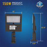 LED Pole Light W/ Photocell - 150W Bronze - 5700K - Universal Mount - AC120-277V - DLC Listed Shoebox Area Light