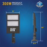 LED Pole Light 300Watt With Photocell, 5700K, Bronze Finish, 277-480V, Universal Mount, Dusk to Dawn Capable, Street Light - LED Parking Lot Light