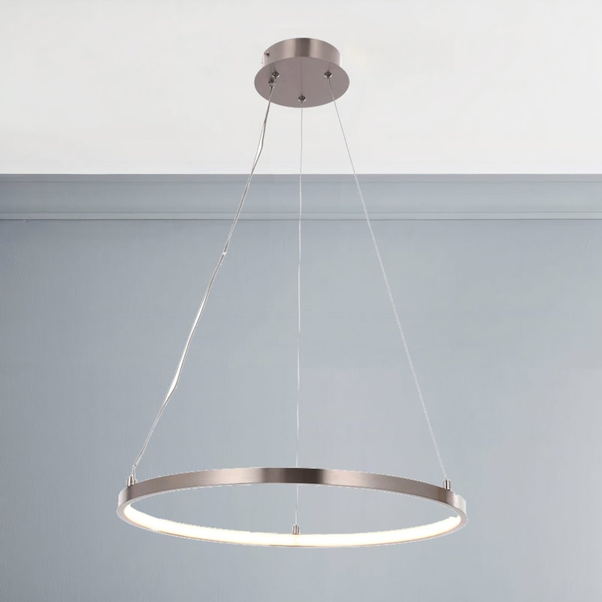 30W Round LED Pendant Light, Brushed Nickel Finish, Dimmable, 3000K (Warm White), 2900 Lumens, ETL Listed - BUILDMYPLACE