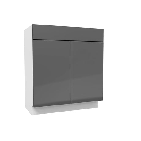 30W X 34 1/2H, Milano Slate 2 Door - Vanity Base Cabinet - BUILDMYPLACE