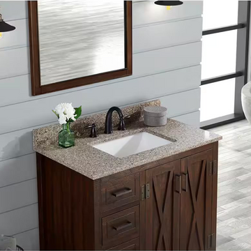 Siena Quartz Rectangular Bathroom Vanity Top with White Undermount Sink