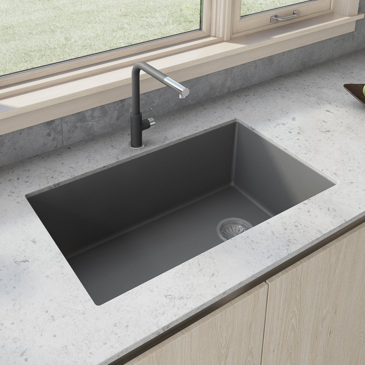 31 x 19 inch Undermount Granite Composite Single Bowl Kitchen Sink - BUILDMYPLACE