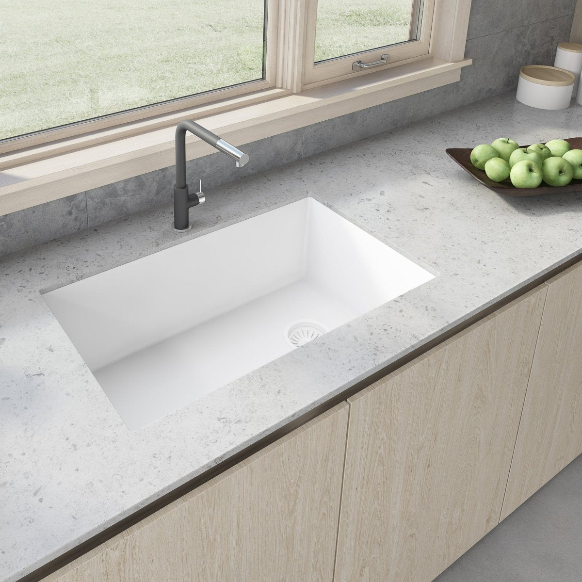 31 x 19 inch Undermount Granite Composite Single Bowl Kitchen Sink - BUILDMYPLACE