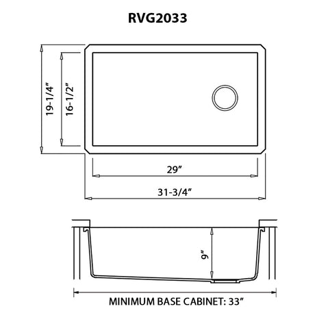 31 x 19 inch Undermount Granite Composite Single Bowl Kitchen Sink - BUILDMYPLACE