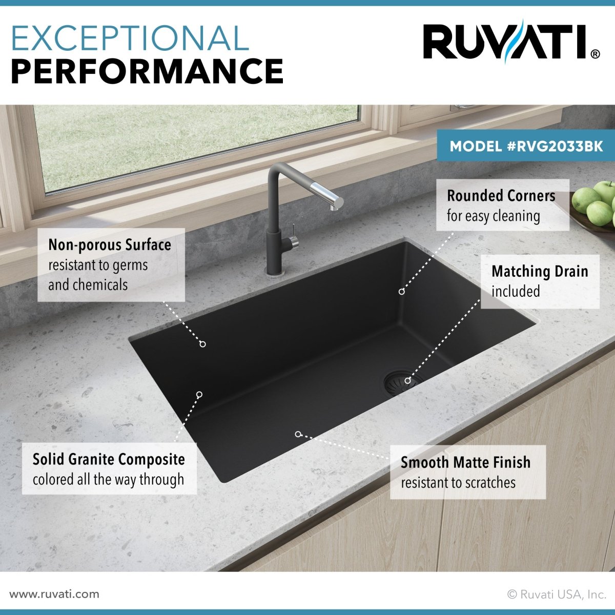 31 x 19 inch Undermount Granite Composite Single Bowl Kitchen Sink - BUILDMYPLACE