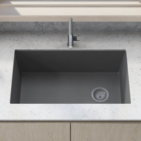 31 x 19 inch Undermount Granite Composite Single Bowl Kitchen Sink - BUILDMYPLACE