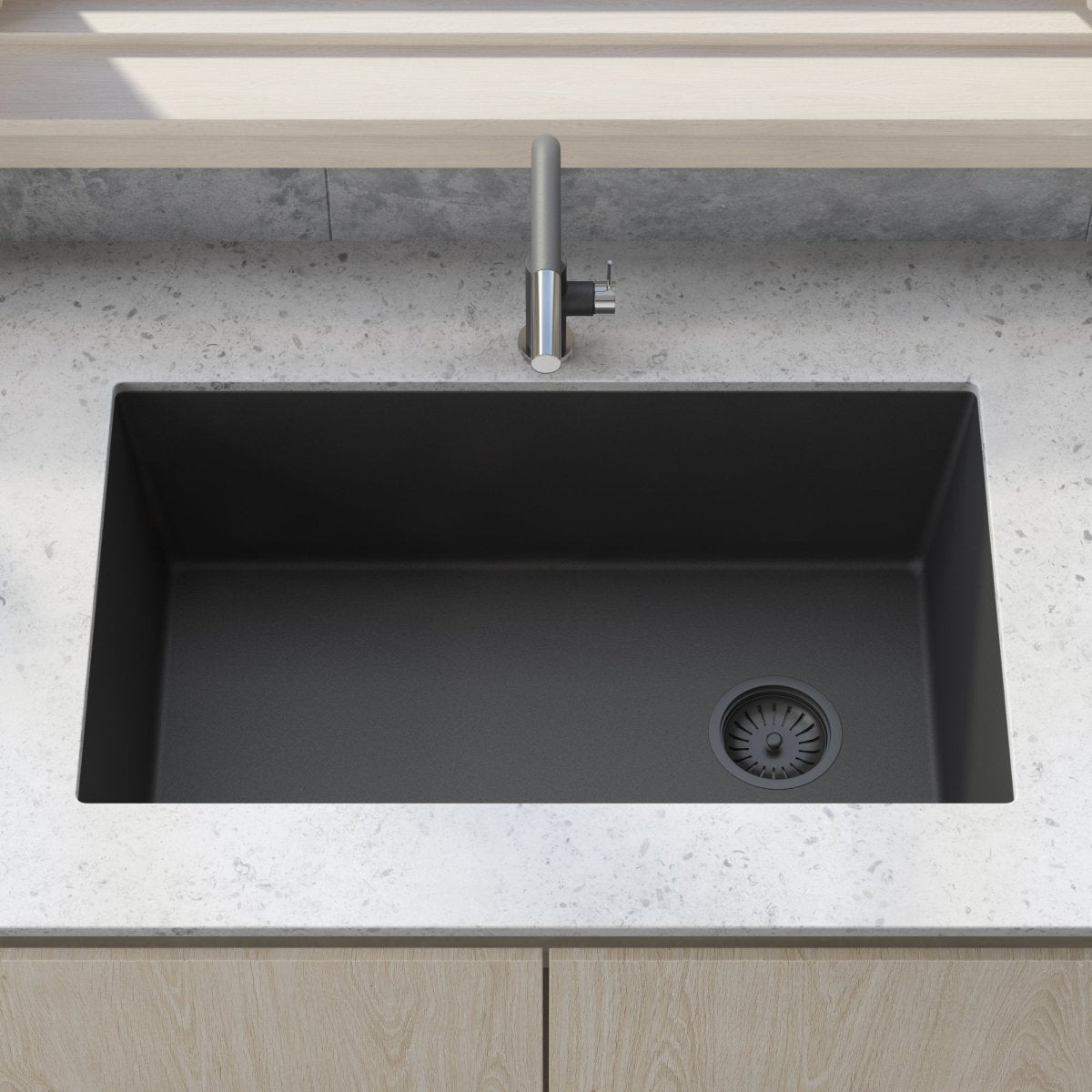 31 x 19 inch Undermount Granite Composite Single Bowl Kitchen Sink - BUILDMYPLACE