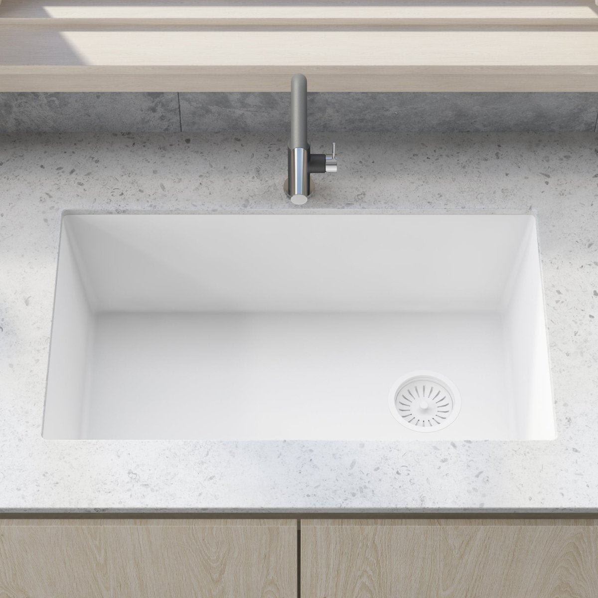 31 x 19 inch Undermount Granite Composite Single Bowl Kitchen Sink - BUILDMYPLACE