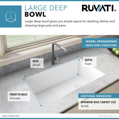 31 x 19 inch Undermount Granite Composite Single Bowl Kitchen Sink - BUILDMYPLACE