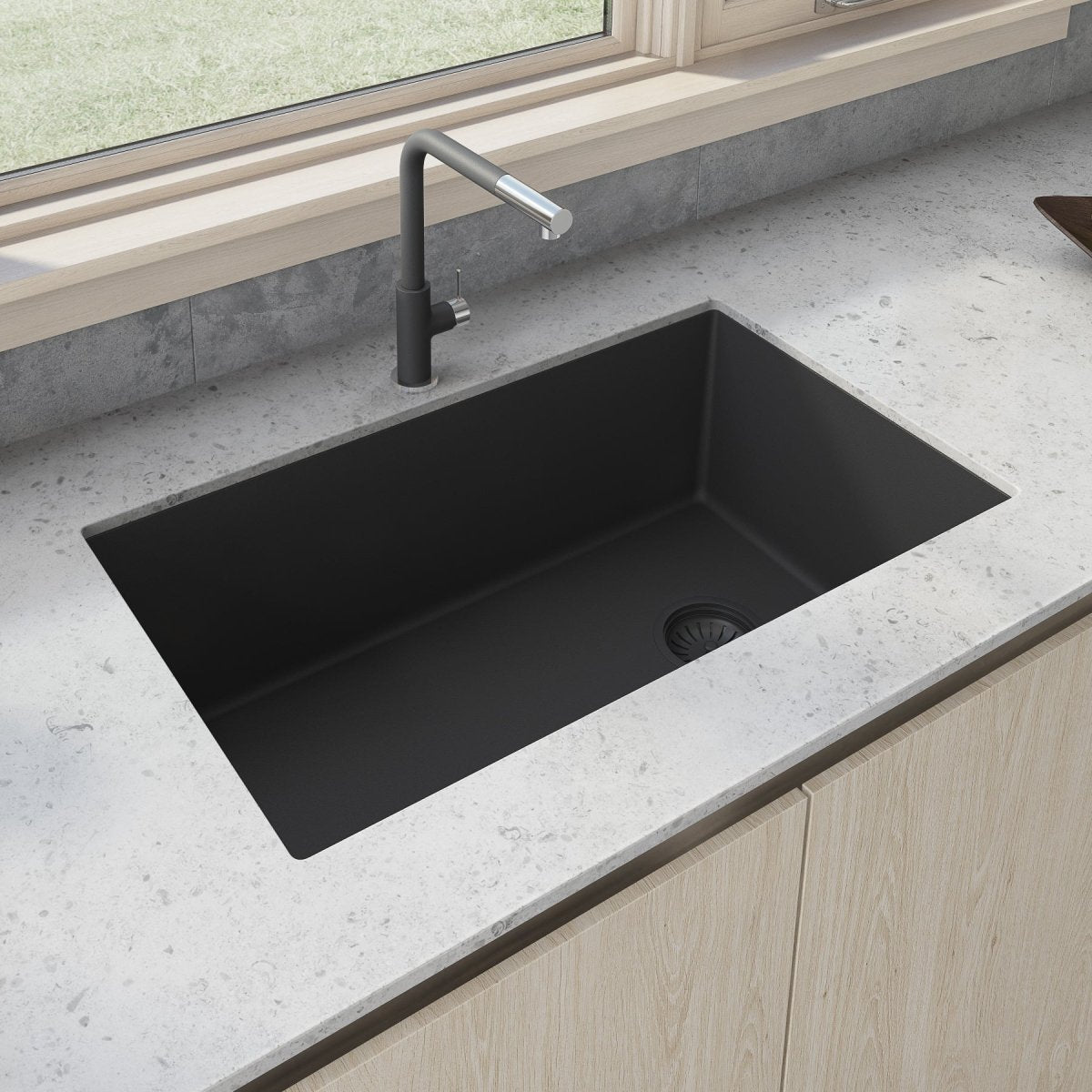 31 x 19 inch Undermount Granite Composite Single Bowl Kitchen Sink - BUILDMYPLACE