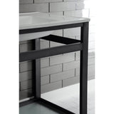 31" x 22" Ceramic Console, Includes steel bathroom console and glass shelf (4 - Inch, 3 - Hole) - BUILDMYPLACE