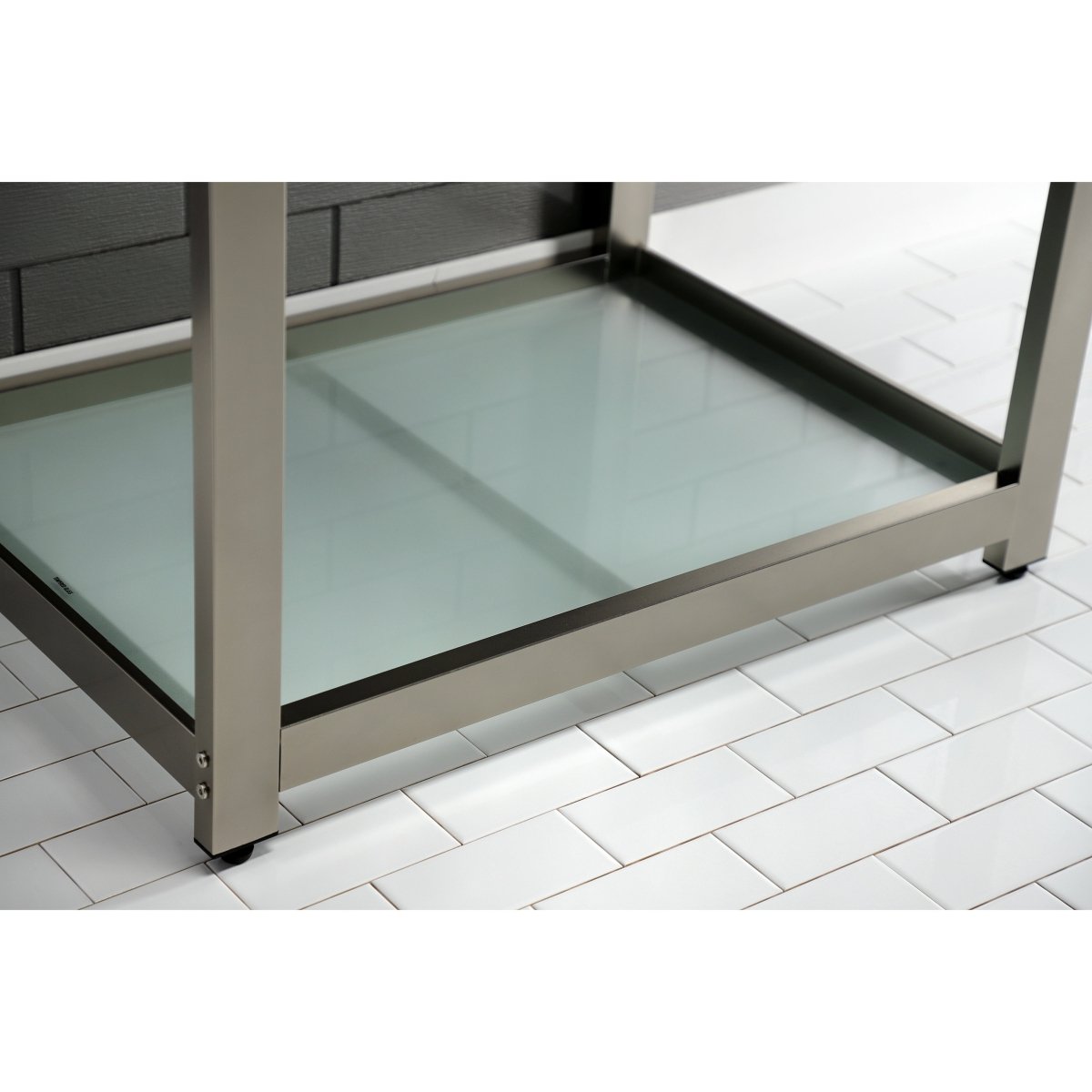 31" x 22" Ceramic Console, Includes steel bathroom console and glass shelf (4 - Inch, 3 - Hole) - BUILDMYPLACE