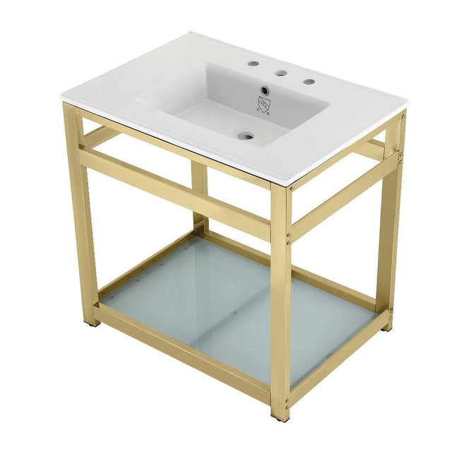 31" x 22" Ceramic Console Sink (8 - Inch, 3 - Hole) - BUILDMYPLACE