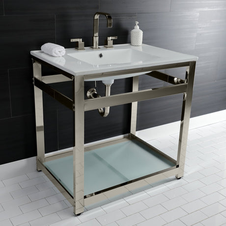 31" x 22" Ceramic Console Sink (8 - Inch, 3 - Hole) - BUILDMYPLACE