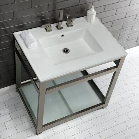 31" x 22" Ceramic Console Sink (8 - Inch, 3 - Hole) - BUILDMYPLACE