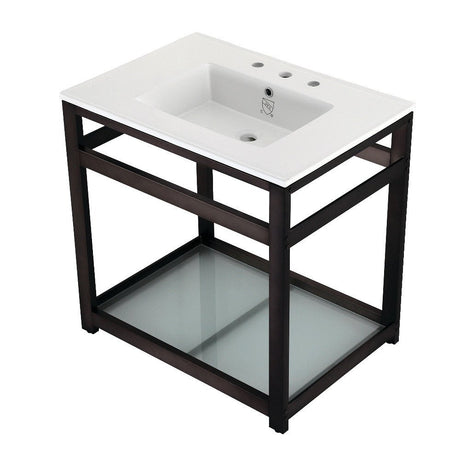 31" x 22" Ceramic Console Sink (8 - Inch, 3 - Hole) - BUILDMYPLACE