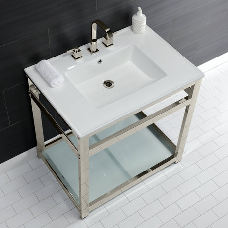 31" x 22" Ceramic Console Sink (8 - Inch, 3 - Hole) - BUILDMYPLACE