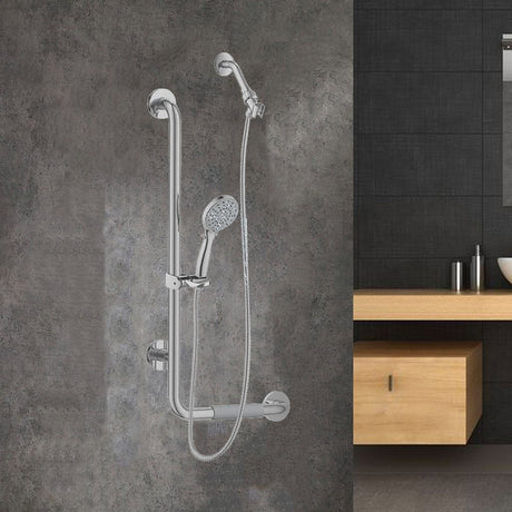 31.5X13.7X3.6 Left - Hand Grip Shower System - Stainless Steel - ADA Compliant - Multi - function Hand Shower - BUILDMYPLACE