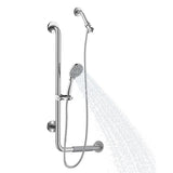 31.5X13.7X3.6 Left - Hand Grip Shower System - Stainless Steel - ADA Compliant - Multi - function Hand Shower - BUILDMYPLACE