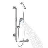 31.5X13.7X3.6 Left - Hand Grip Shower System - Stainless Steel - ADA Compliant - Multi - function Hand Shower - BUILDMYPLACE